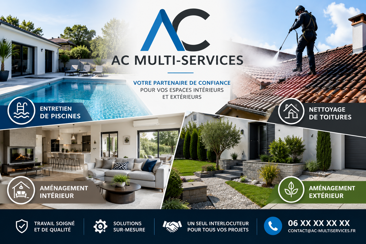 AC MULTI-SERVICES : entretien de piscine, aménagement intérieur et extérieur et nettoyage de toiture